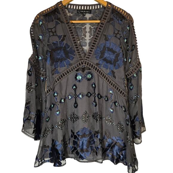 For Love & Lemons Dresses & Skirts - For Love & Lemons XS Barcelona Tunic Dress Asymetrical Silk Crochet Boho Hippie
